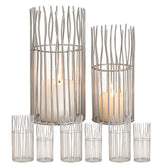 Noah - Ensemble de 8 lampes à vent - noir ou argent - aluminium et verre - 2 x 4 pièces